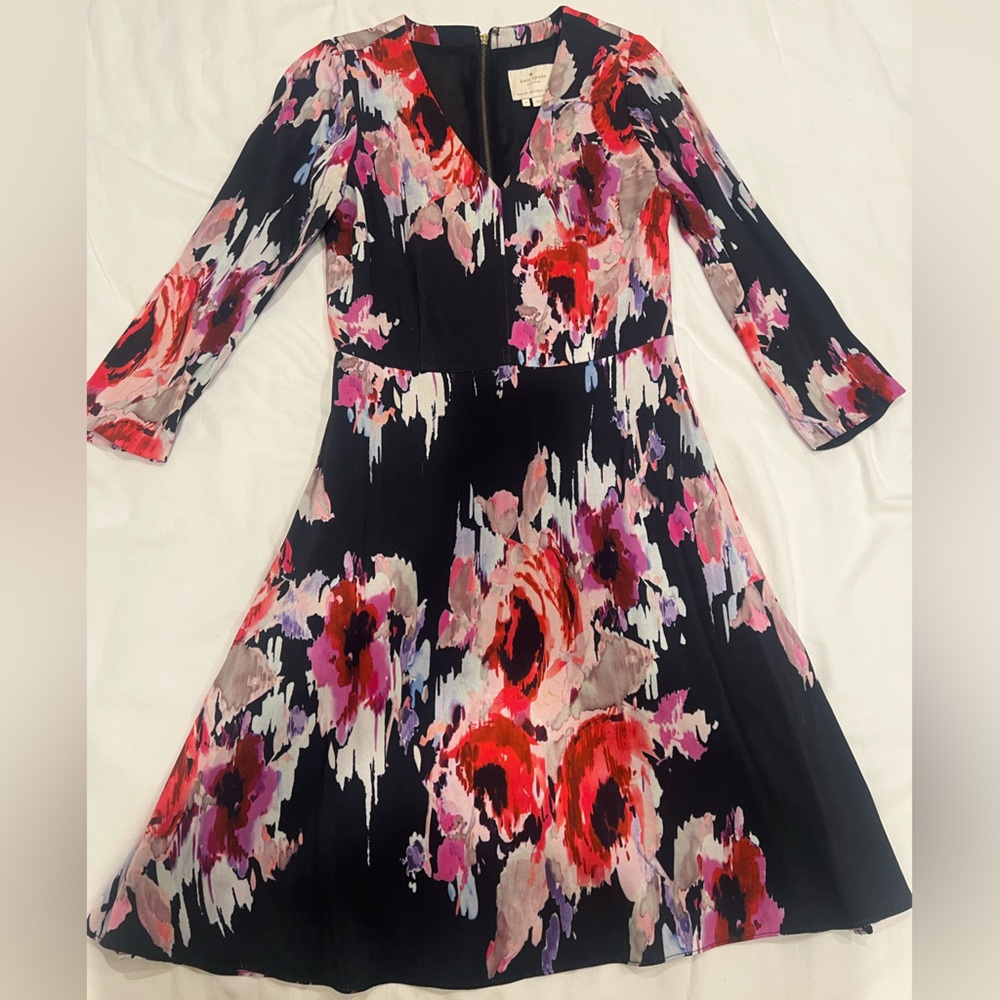 Kate Spade Hazy Floral Long Sleeved Dress 0 XS